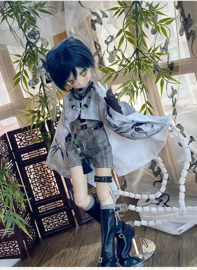 ドール用服 時代服【砚边竹】グレー 男の子用 MSDサイズ人形用 BJD 球体関節人形用