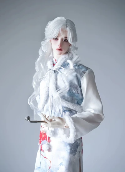 ドール用 チャイナ服 ライトブルー  MSD/SD/DD/DDS/70cm/75cm以上 男の子用 球体関節人形用 BJD用