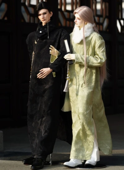 ドール用服 時代服【玉帰】ブラック グリーン  男の子用 75-77cmサイズ人形用 BJD 球体関節人形用