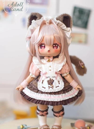 【期間限定】ドール用服 ピンク Neko Café（Rasberry Choco）【23cm】 1/6島島体用 球体関節人形用 BJD用