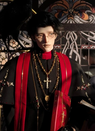 【期間限定】ドール用服 father 神父 ブラック ホワイト レッド Loong Soul73/HID/ID75/YC76/YC77/AM77/DZ75サイズ BJD人形用