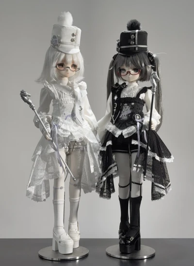 【期間数量限定】ドール用服 「星月交響楽」 ブラック/ホワイト 1/4、MSDサイズ人形用 球体関節人形用 BJD