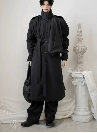 ドール用服 ロングコート ブラック 70/73/75/77サイズ 男の子用 BJD人形用