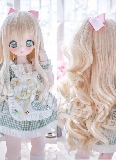 BJD DOLL ドール用 ウィッグ ロング 前髪 ゴールド ブラック ホワイト ピンク グリーン パープル  SDサイズ人形用