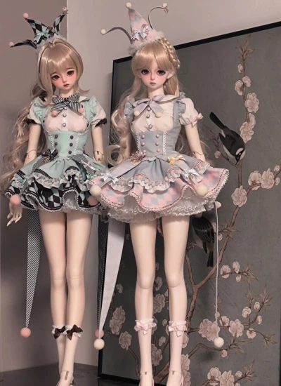 【期間限定】ドール用服 洋服 ワンピース ブルー+ピンク ミントSD/IMPL68サイズ用 BJD用《童话嘉年华》