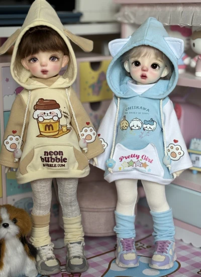 ドール用服 ワンピース 女の子用 ブルー イエロー  MSD/YOSD/Kumako/1/5/サイズ人形用 BJDDOLL