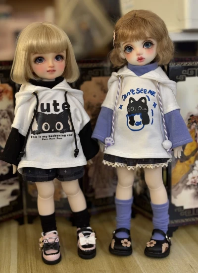 ドール用服 ワンピース 女の子用 ブラック パープル  MSD/YOSD/Kumako/1/5/サイズ人形用 BJDDOLL