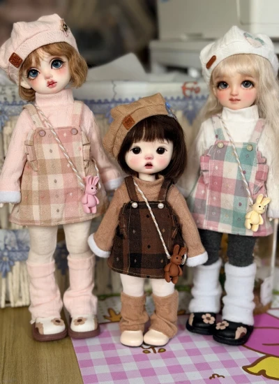 ドール用服 ワンピース 女の子用 ホワイト ピンク 褐色  MSD/YOSD/Kumako/1/5/サイズ人形用 BJDDOLL