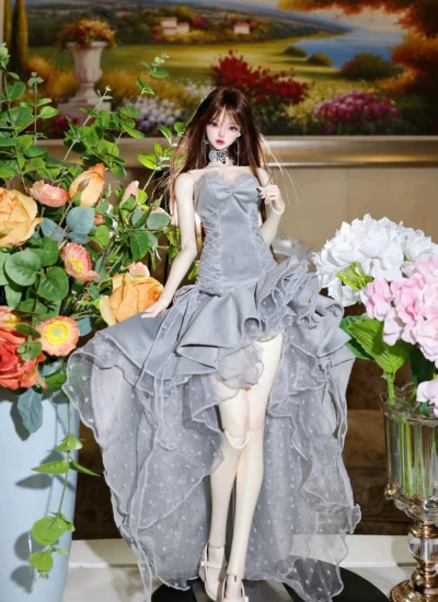 ドール用服 ドレス グレー 女の子用 YOSD/MSD/SD/SD16サイズ 球体関節人形用 BJD用