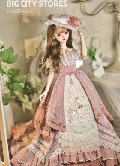 ドール用服 ドレス ピンク ベージュ 女の子用 MSD/SD/SD16サイズ 球体関節人形用 BJD用