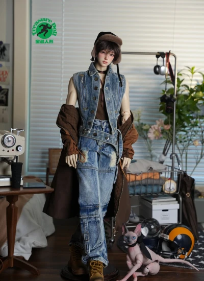 ドール用服 ワークオール ブルー  75cm級サイズ 球体関節人形用 BJD用