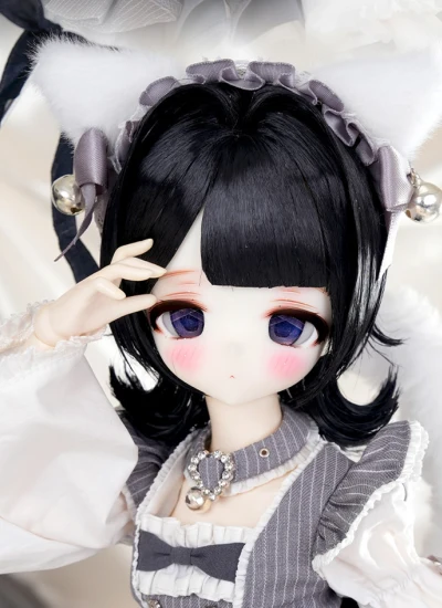 【期間限定】ドール用ヘッドのみ 小黑猫口なしシリーズ 困困咪ヘッド 三挿四 1/4サイズボディ用 球体関節人形 BJD用