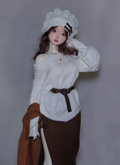 ドール用服  ホワイト 女の子用 SDサイズ人形用 BJD用【薄暮曲】