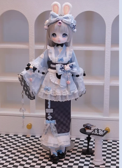 ドール用服 ライトブルー MSD/大MSDサイズ人形用 女の子用 球体関節人形用 BJD用