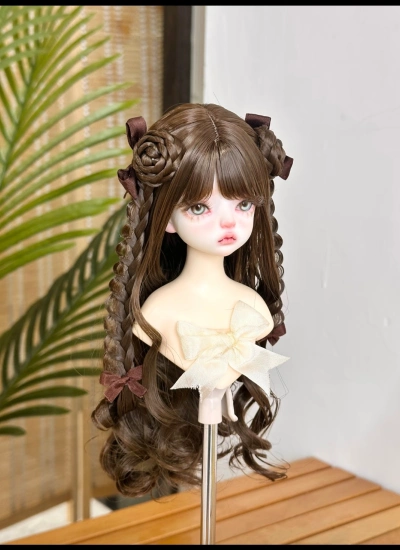 ドール用ウィッグ 高温絲  ブラウン ゴールド グレー ブラック MSD/SDサイズ用 BJD用  606