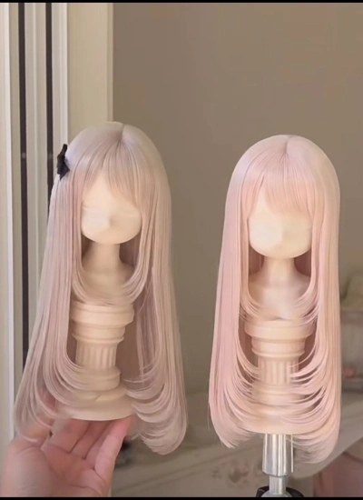 ドール用ウィッグ 高温絲  ゴールド ホワイト ブラウン グレー  ピンク YOSD/MSD/小顔SD/SDサイズ用 BJD用 209