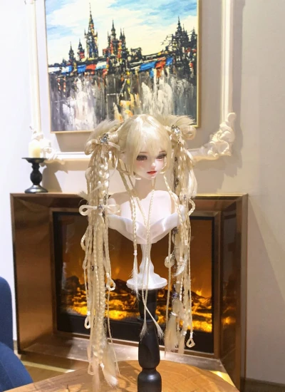 ドール用ウィッグ    パーマヘア ミルク絲  亜麻色 ゴールド  YOSD/MSD/小顔SD/SDサイズ用 BJD用