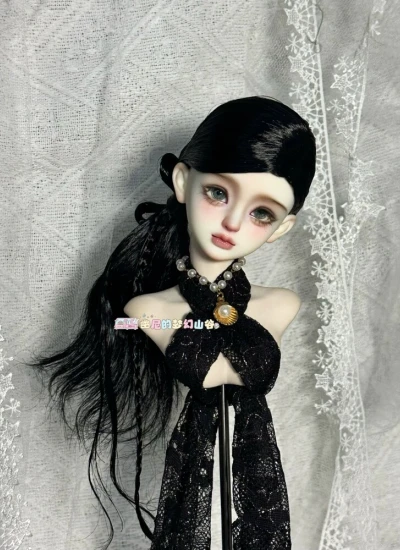 ドール用ウィッグ    パーマヘア ミルク絲  ブラック  YOSD/MSD/小顔SD/SDサイズ用 BJD用