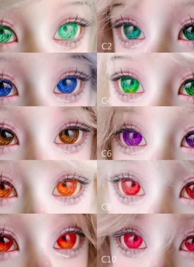 BJD ドール用アイ 石膏アイ【C】八重の花びら グリーン/ブルー/ブラウン/パープル/オレンジ/レッド/ピンク 10mm/12mm/14mm/16mm/18mm 乔尹Joey自制