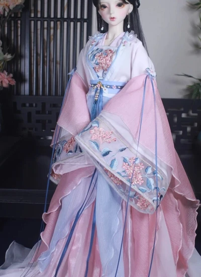 ドール用服 時代服 漢服 刺繍 ピンク 女の子用 MSD/SD/SD16サイズ人形用 BJD用