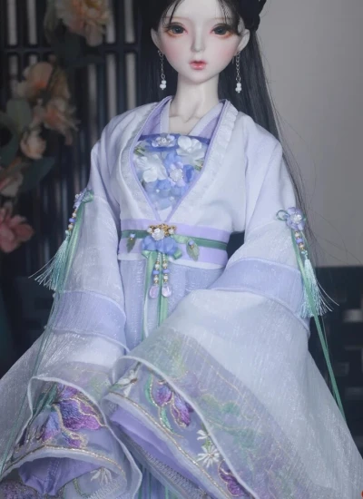 ドール用服 時代服 漢服 刺繍 パープル 女の子用 MSD/SD/SD16サイズ人形用 BJD用