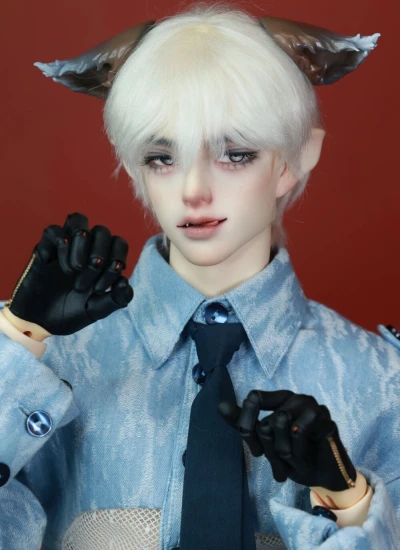 ドール用 犬耳パーツ 垂れ耳 グレーブラウン メイク付き 70/75サイズ人形通用　BJDDOLL