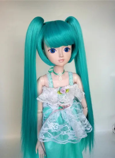 ドール用ウィッグ  ツインテール グリーン  YOSD/MSD/小顔SD/SDサイズ用 BJD用