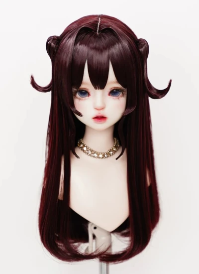 BJD ドール用ウィッグ ホワイト ゴールド ワインレッド ブラウン ブラック シルバー ブルー シャンパン グリーン パープル ピンク MSDサイズ人形用