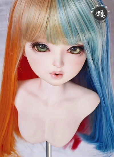 ドール用ウィッグ 前髪  高温糸 レインボーカラー ストレート 小顔SDサイズ人形用