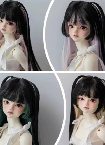 ドール用ウィッグ  ブラック ホワイトメッシュ MSD/SDサイズ人形用 BJD