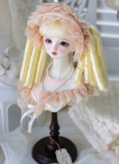 ドール用ウィッグ 柔らかい糸 ゴールド パーマ SDサイズ用 BJD用 BF09