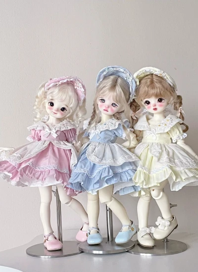 ドール用服 ワンピース ピンク ブルー イェロー 女の子用 YOSD人形用 球体関節人形用 BJD用