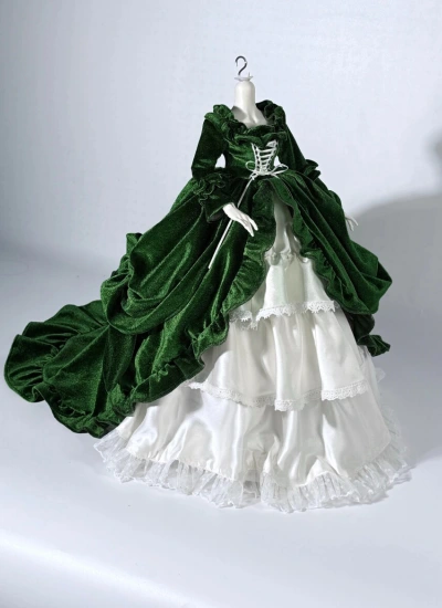 ドール用服 ドレス グリーン ベルベット 女の子用 MSD/大MSDサイズ人形用 球体関節人形用 BJD用