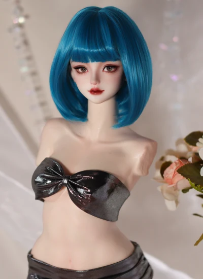 ドール用ウィッグ ボブカット ショートヘアー ストレート シルバーグレー/ゴールド/ピンク/グリーン/ブラック/レッド/ホワイト/ブルー 柔らかい糸 YOSD/MSD/SDサイズ人形用 BJD