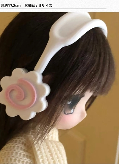 BJDドール用耳当て イヤーカバー  ブラック ホワイト 女/男用 75/SD/MSD/YOSDサイズ人形用