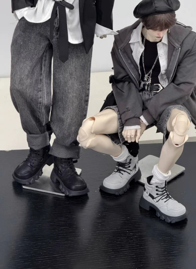 ドール用お靴 マーティンブーツ ブラック ホワイト グレー SOOM ID75 DZ75 YC77 AM77 UF75サイズ人形用 BJD