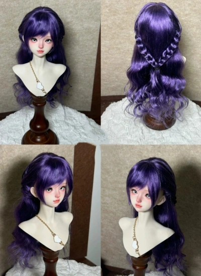 ドール用ウィッグ ロングヘアー パーマ スタイリングなし 中分/前髪 モヘア YOSD/MSD/SDサイズ 女の子用  球体関節人形用 BJD用
