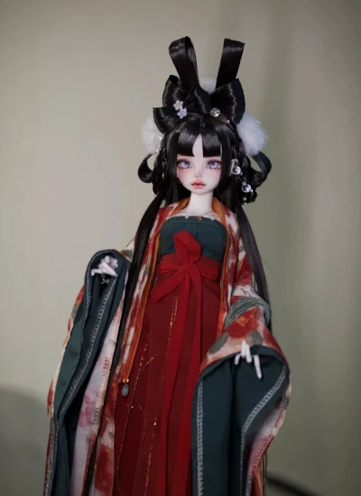 BJD Wig [Little Jade Rabbit] Adorable Bow Ancient Style Wig for 1/6 1/4 1/3 Ball-jointed Doll