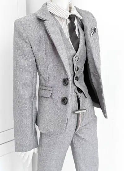 ドール用服 スーツセット グレー 男の子用 虎鲸体/山竹体/UF囝囝体/vings47/cd3 球体関節人形用 BJD用