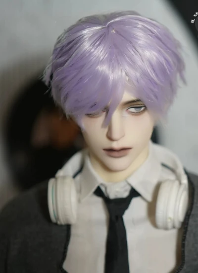 ドール用ウィッグ ショート パープル 高温糸  小顔SDサイズ人形用