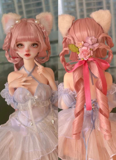 BJD Wig [Heart Moon Fox] Cute Ancient Style Wig for 1/6 1/4 1/3 Ball-jointed Doll