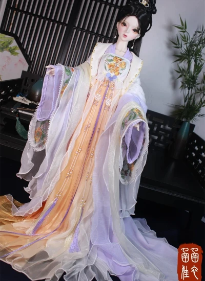 ドール用服 時代服 漢服 刺繍  パープル 女の子用 MSD/SD/SD16サイズ人形用 BJD用 拂烟