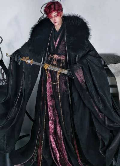 ドール用服 時代服 古装セット ブラック系 男の子用 SD/70/75/77/マッスルMSDサイズ人形用 BJD用【雲霄】