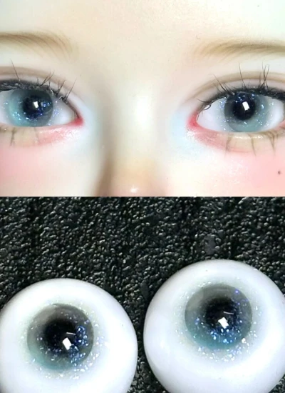 ドール用アイ 樹脂 レジン キラキラ ブルー ラメ入り 12mm/14mm/16mm BJD