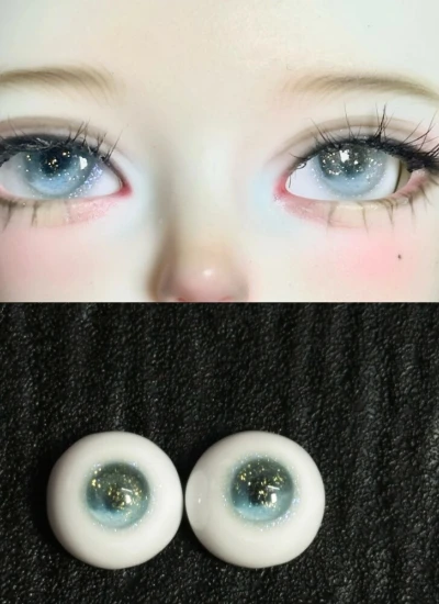 ドール用アイ 樹脂 レジン ブルー キラキラ ラメ入り 12mm/14mm/16mm BJD
