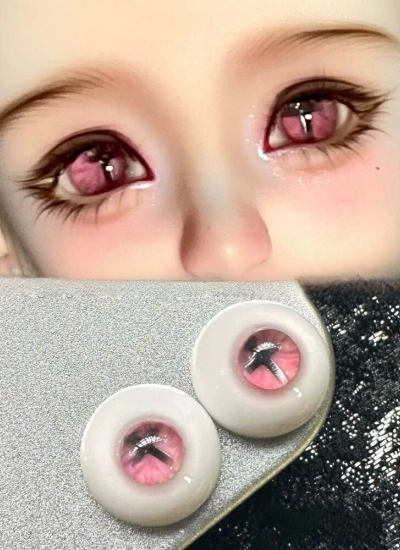 ドール用アイ 樹脂 レジン【暗黑萝莉】十字架 ピンク 12mm/14mm/16mm BJD