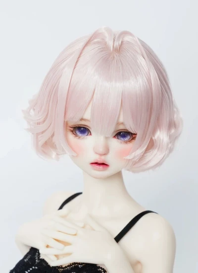 ドール用ウィッグ ショートヘアー【N314】二次元 スタイリングあり 柔らかい糸 ワインレッド/ブラウン/ライトピンク/ゴールド/シルバーグレー/グリーン/ホワイト MSD/SDサイズ人形用 BJDDOLL