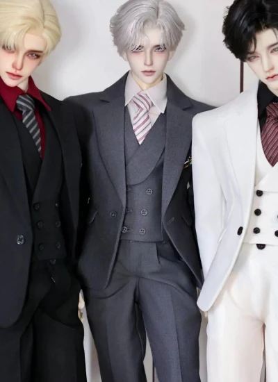 ドール用服 スーツセット ブラックホワイト グレー 男の子用 ID75/YC77/AM77サイズ用 球体関節人形用 BJD用