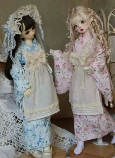 ドール用服 和服セット【芙和詩語】ブルー/ピンク 女の子用 1/4 MSDサイズ人形用 球体関節人形 BJD