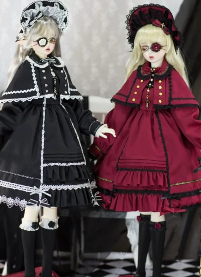 【数量限定】ドール用服 【人形夜2.0】ブラックレッド 女の子用 MSD/MDD/SD/komakoサイズ人形用 球体関節人形 BJD